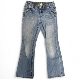 light wash low rise flare jeans